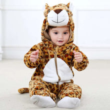 Winter flannel animal romper for babies, hooded onesie photo seven for keeping little ones warm on chilly mornings.