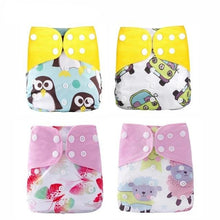 Four colorful baby diapers with cartoon designs (option 4)