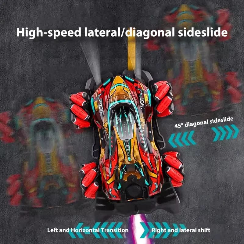 Front view of the colourful WLtoys F1 drift RC car body, a music and LED toy car for indoor and outdoor racing.