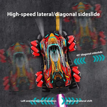 Front view of the colourful WLtoys F1 drift RC car body, a music and LED toy car for indoor and outdoor racing.