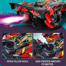 Water filler hole on the WLtoys F1 RC car with spray mist instructions, adding vapour effects to drift play.