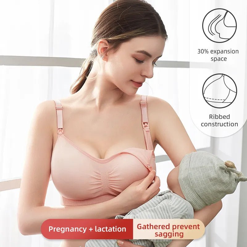 3pc Maternity Nursing Bra Set, Pink soft stretch design, for daily maternity wear and hospital bag packing.