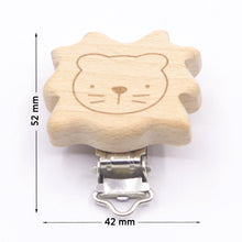 Wooden animal shaped pacifier clip variant, a smooth teether holder for soothing infants throughout the day.
