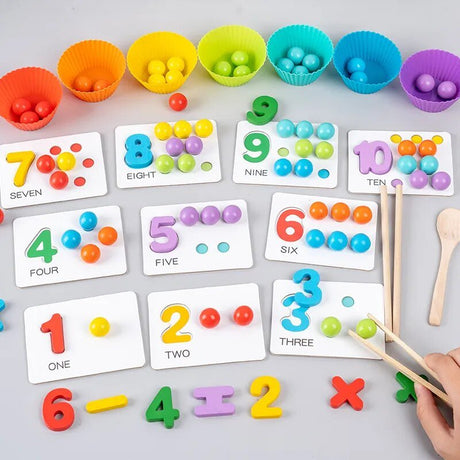 Educational number cards with colorful dot representations