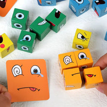 Colorful blocks with facial expressions.