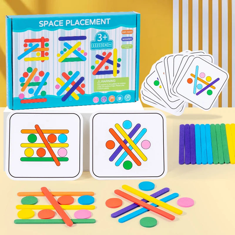 Space Placement box with pattern cards, rainbow sticks and colorful discs, second view