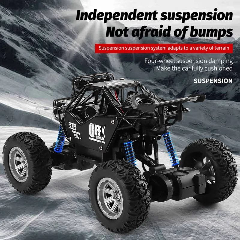 Suspension system on the ZWN 1:20 RC buggy, built to absorb bumps during off-road toy racing on rough ground.