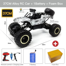 ZWN 37cm 4WD RC buggy with LED lights and protective foam packing, a sturdy toy car for rough outdoor driving.