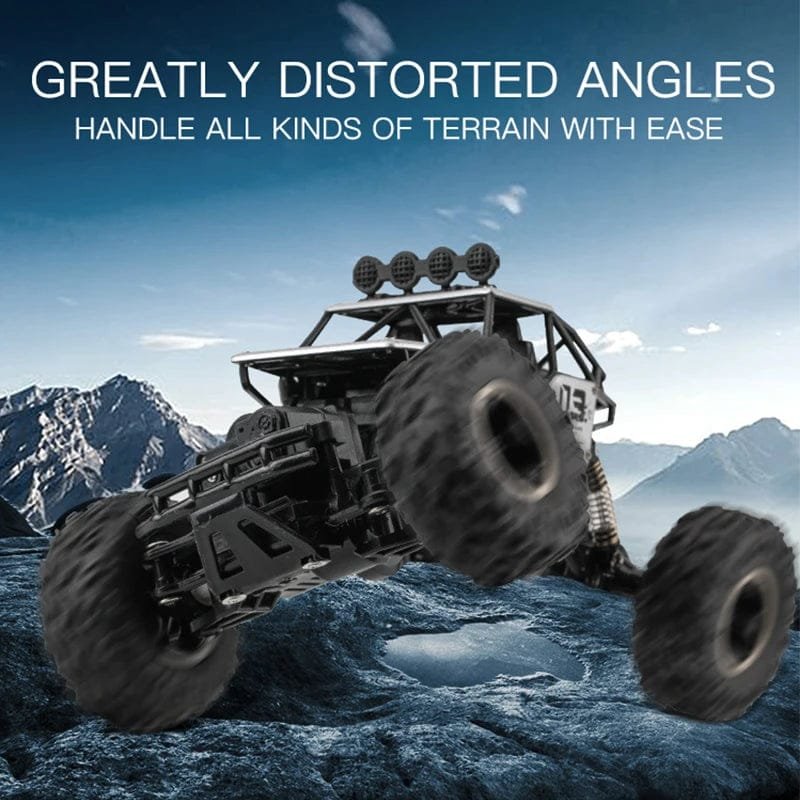 ZWN RC off-road truck on mountain terrain, an all-surface toy car for garden, park, and beach racing sessions.