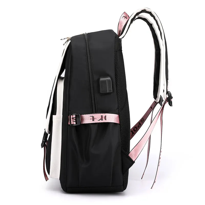 Large USB Canvas School Bag