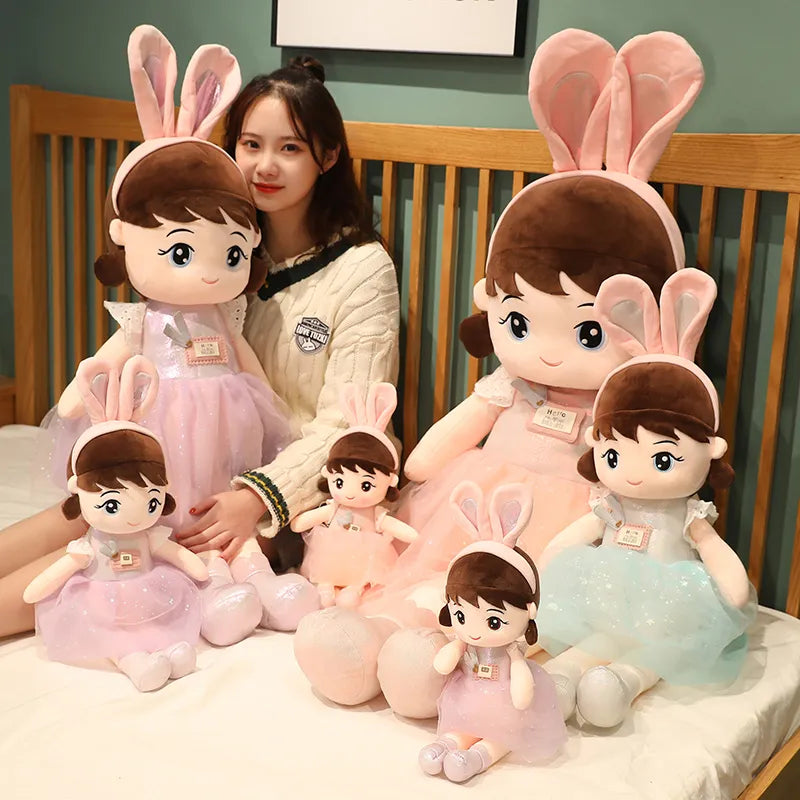 45cm Kawaii Plush Girl Dolls with Rabbit Ears