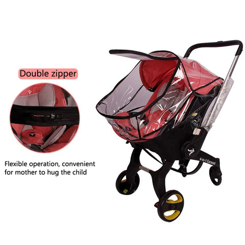Double-Zipper Windproof PVC Baby Carriage