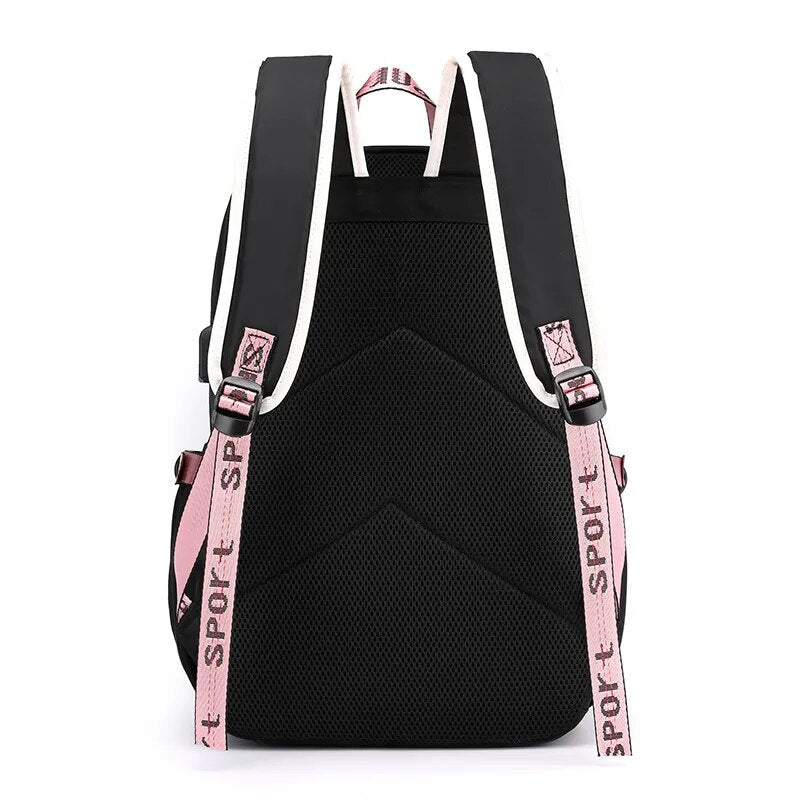 Large USB Canvas School Bag