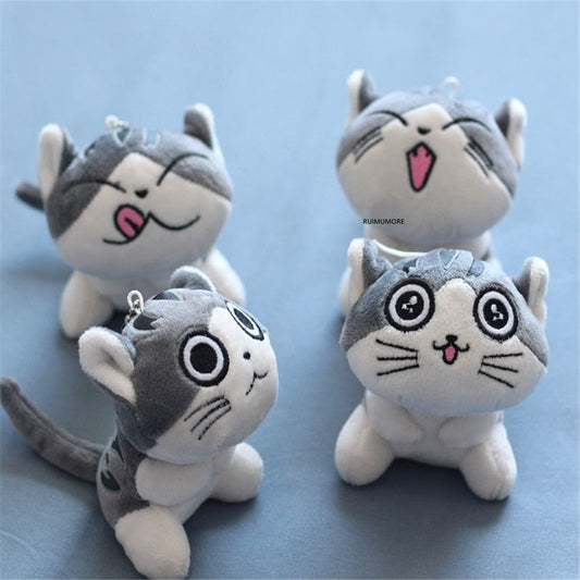 4Designs,  9CM Approx., Cat Plush Stuffed Doll ; Key Ring Chain Gift Toy