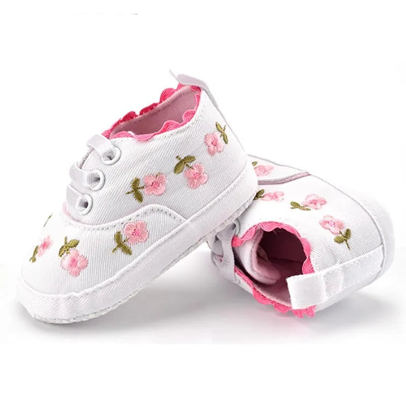 White Lace Floral Baby Girl Shoes 