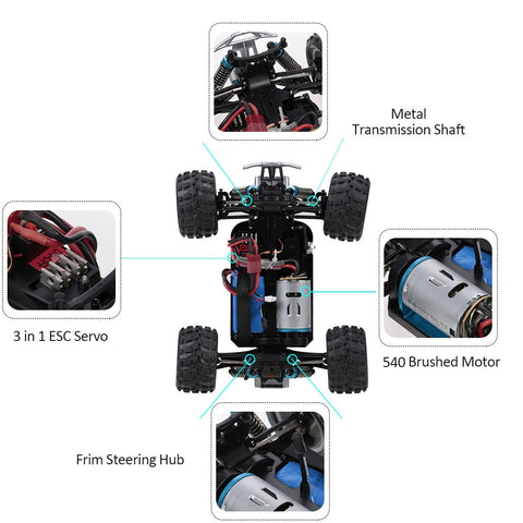 70Km/h High Speed Racing Car 540 Brushed Motor 4WD Off-Road Remote Control Electric Car