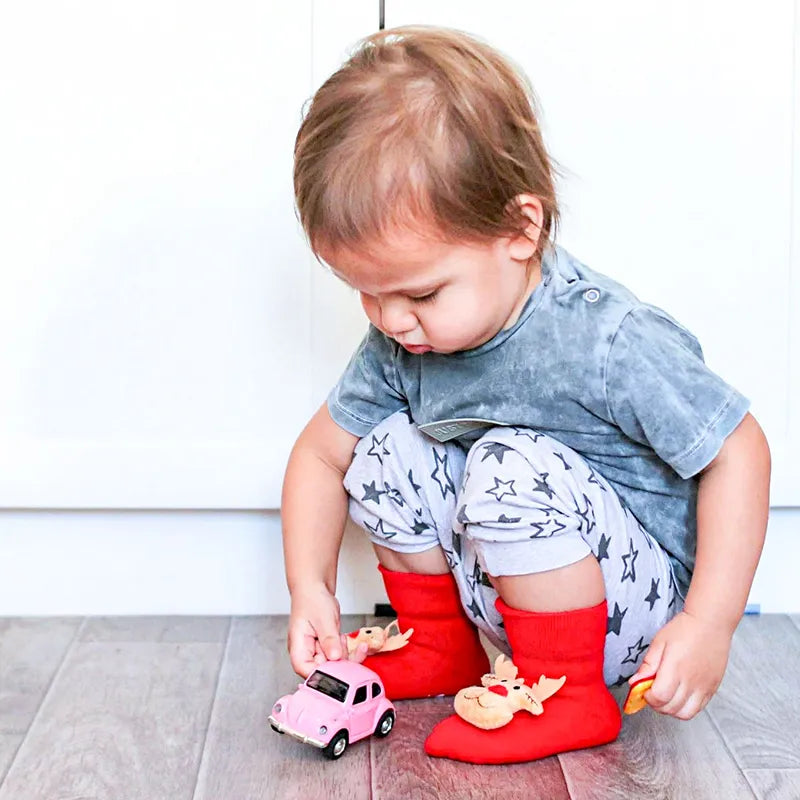 Non-slip Cotton Kids Socks - Christmas Print 