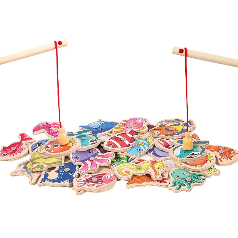 Wooden Montessori Magnetic Fishing Game 