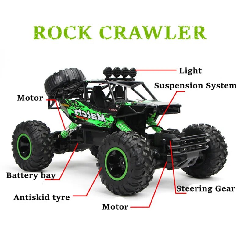 1:12 4WD RC Car with LED, 2.4G Buggy Off-Road Truck for Kids