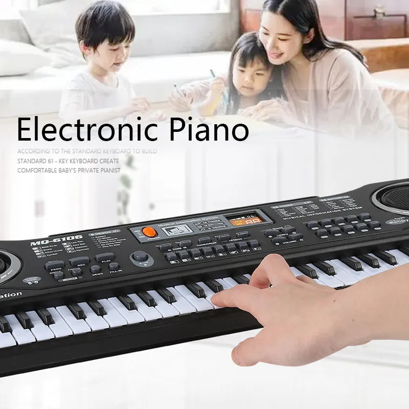 61-Key Portable Kids' Piano Keyboard with Microphone 