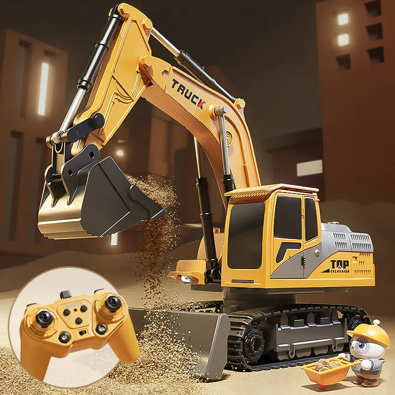 Alloy RC Excavator Toy with Lights & Sound