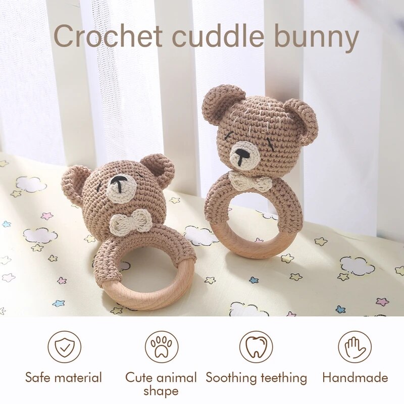 1PC Crochet Bear Rattle & Teether Bracelet for Babies Success