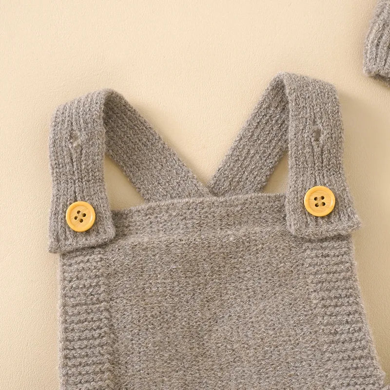 Sleeveless Knitted Romper & Hat Set