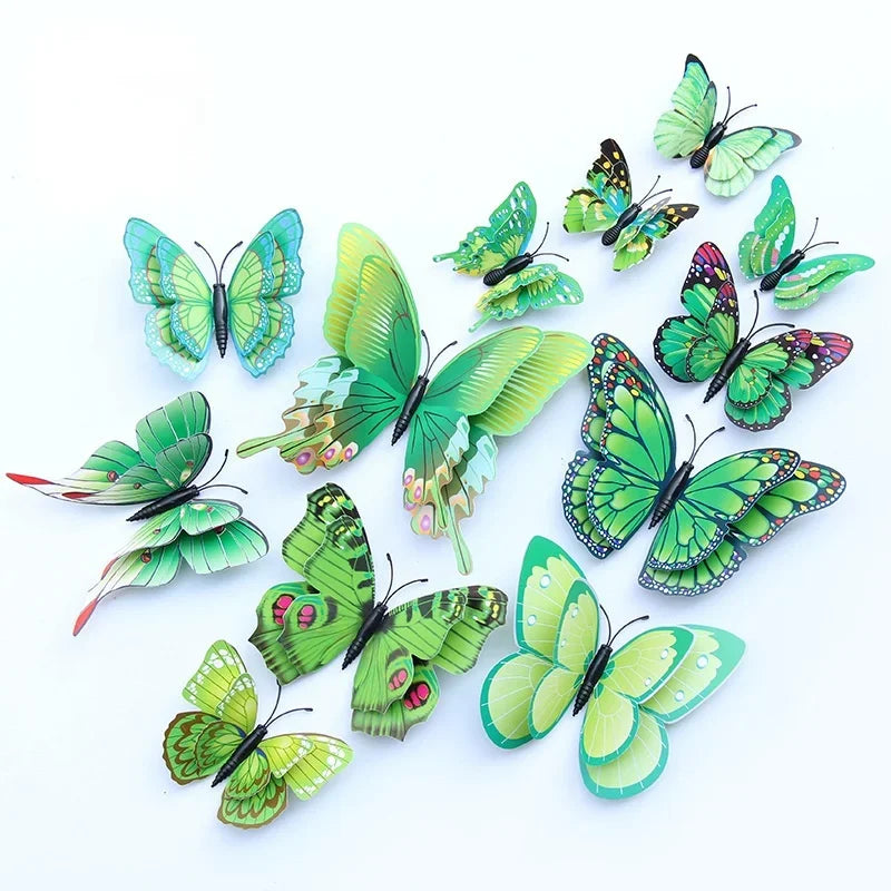 12pc 3D Double Layer Butterflies 