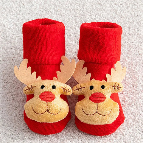 Non-slip Cotton Kids Socks - Christmas Print 