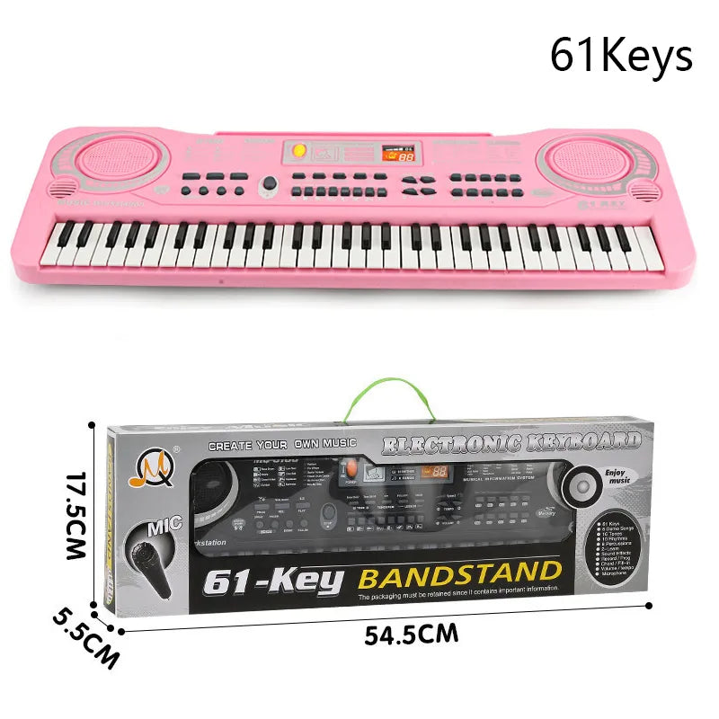 61-Key Portable Kids' Piano Keyboard with Microphone 