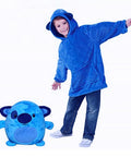 Wearable Kids Pets Hoodie Blanket Hoodie Children Sweatshirt Pet Shape Winter Fleece Pet Hooded Pajamas For Kids Holiday Gift