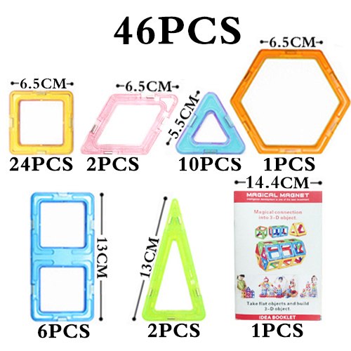 Big Size Magnetic Blocks Technic Plastic Building Magnetic Blocks Enlighten Assembly Toys For Children - 46Pcs Magic Block 1 - Educational