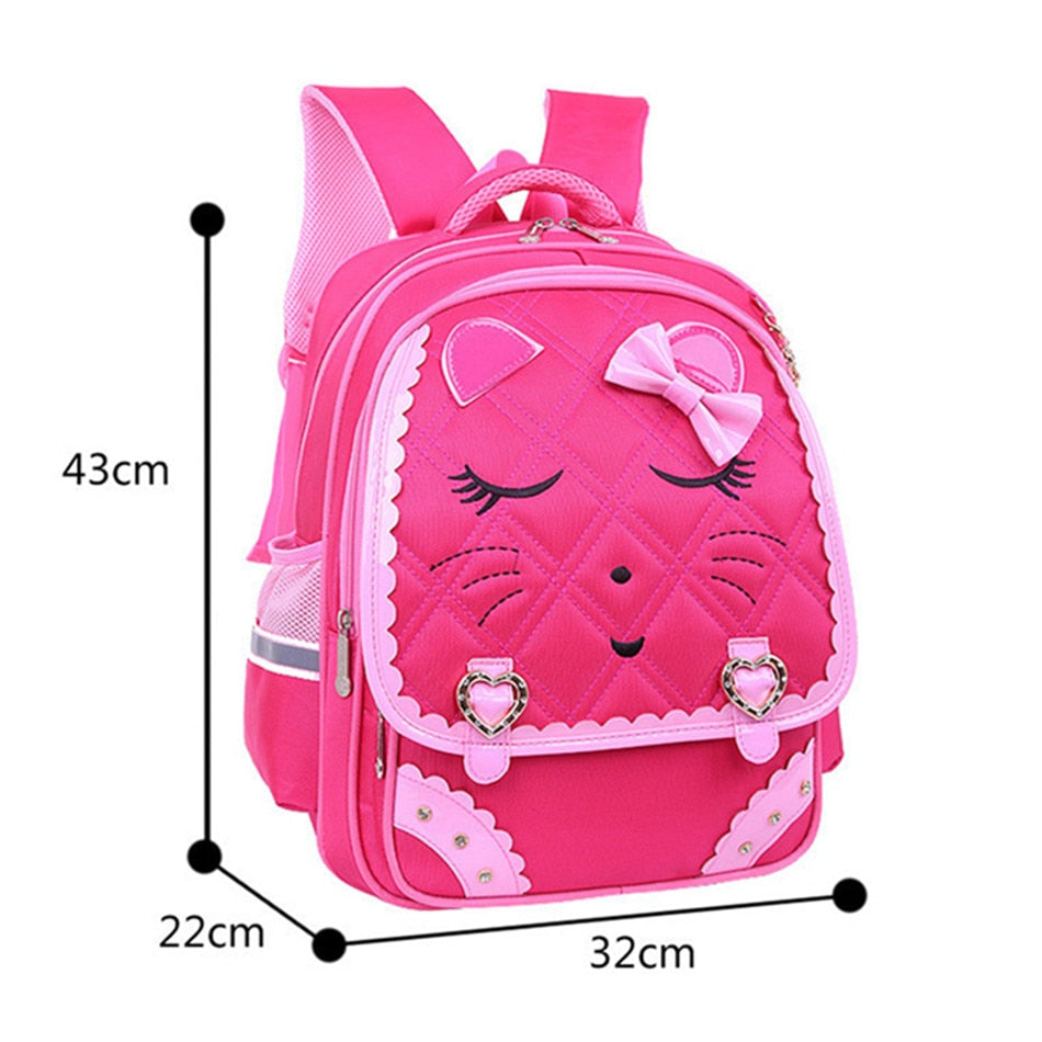 Fashion Sweet Cat Girls School Bags Waterproof Cartoon Pattern - Kids Books