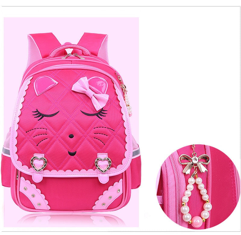 Fashion Sweet Cat Girls School Bags Waterproof Cartoon Pattern - Kids Books