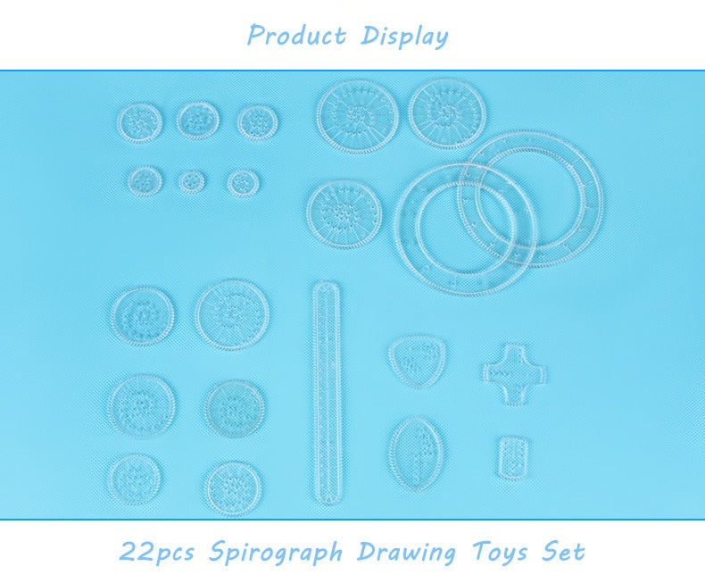 22Pcs Spirograph Drawing Toys Set Interlocking Gears & Wheels - Educational Toys