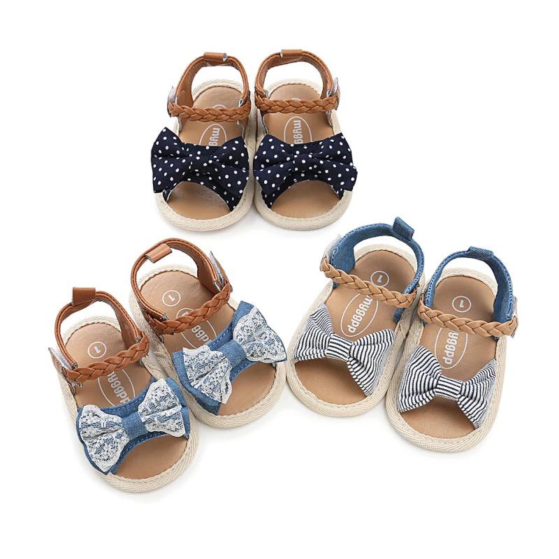 Soft Sole PU Baby girls Canvas bow First Walkers Shoes