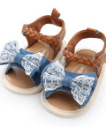 Soft Sole PU Baby girls Canvas bow First Walkers Shoes