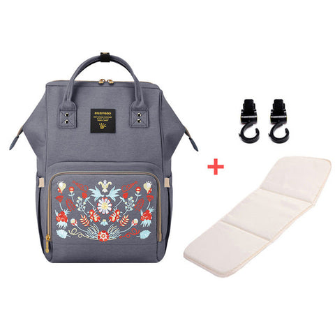 Mummy Maternity Diaper Bag - Flower Gray H - Baby Accessories