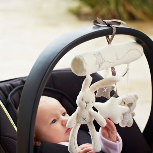 Cute Toddler Rattles Plush Rabbit Stroller Music Hanging Bell Toy - Toddler Toys