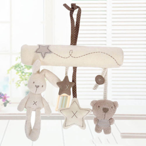 Cute Toddler Rattles Plush Rabbit Stroller Music Hanging Bell Toy - Toddler Toys