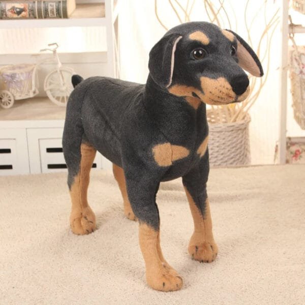 Realistic Standing Black Dog Plush