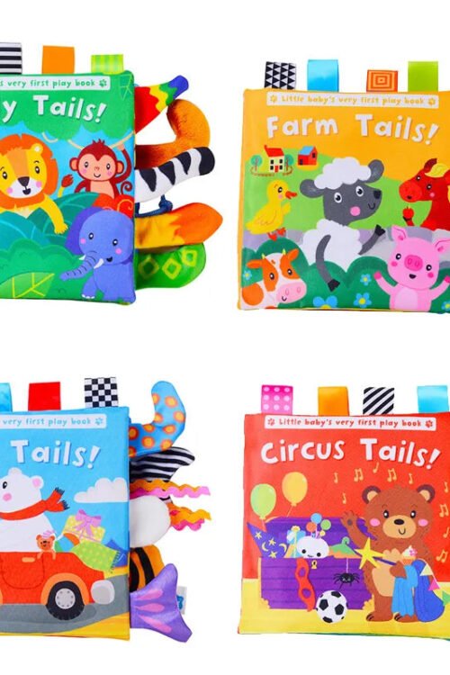 Cartoon Animal Tail Cloth Book: Educational Toy for Babies 0-12 Months