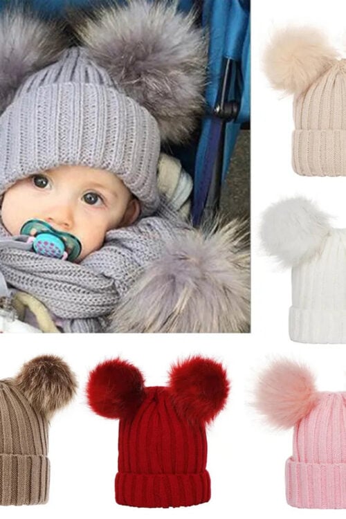 Bobble Hat with Pom Pom – Infant Bonnet, 0-3Y, Unisex