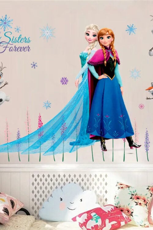 Frozen-Themed Olaf & Elsa Wall Stickers – Kids Room Decor