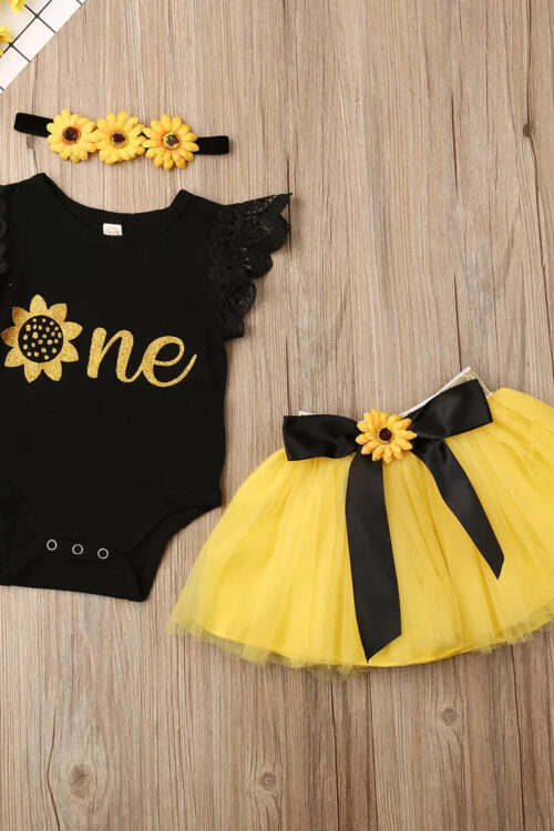 3Pc Lace Ruffle Romper & Tulle Skirt Set – Baby Girl, Newborn