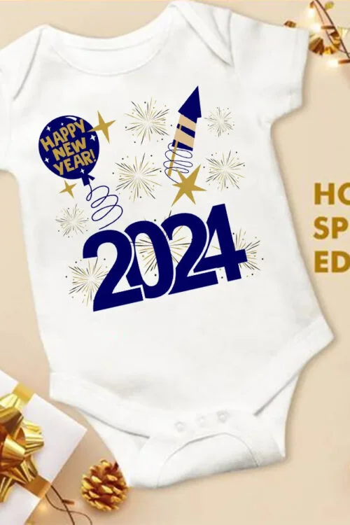 Hello 2024 Baby Bodysuit: Short Sleeve Romper Shower Gift