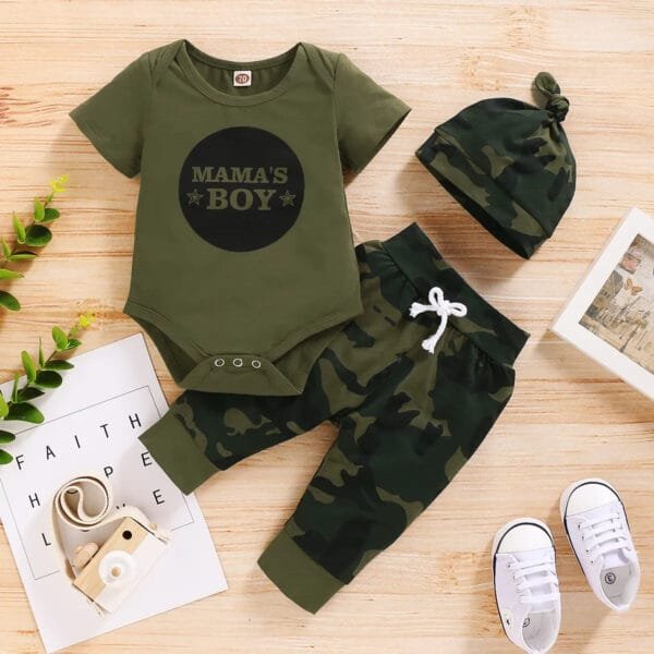 Newborn 3Pc Letter & Camo Set