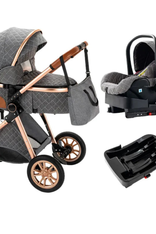 Luxurious 3-in-1 Baby Stroller: Portable Folding Pram, Aluminum Frame