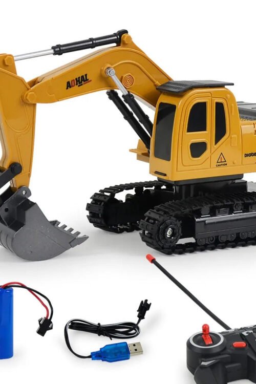 1/20 RC Excavator Bulldozer, 6CH, Light & Music, Kids Toy Truck