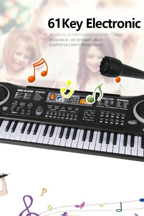 61-Key Portable Kids’ Piano Keyboard with Microphone – Beginner’s Gift